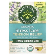 Traditional Medicinals, Organic Stress Ease® Tension Relief, Lemon Verbena Mint, Caffeine Free, 16 W