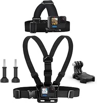 Sametop Head Mount Strap Chest Mount Harness Chesty Kit Compatible with GoPro Hero 12, 11, 10, 9, 8, 7, 6, 5, 4, Session, 3+, 3, 2, 1, Hero (2018), Fusion, Max, DJI Osmo Action Cameras