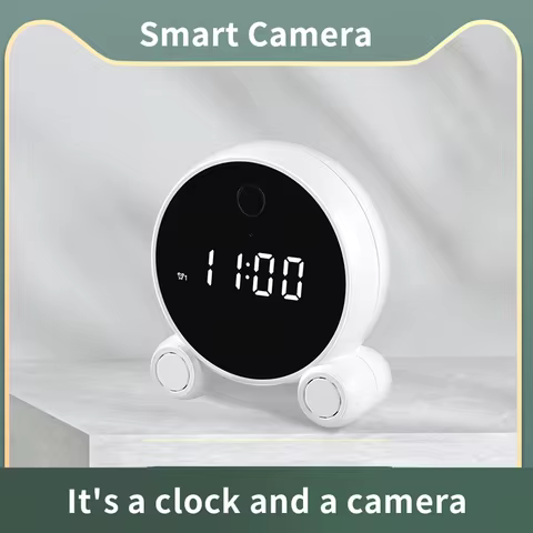 Tuya Wifi Alarm Clock Camera HD 1080P Night Vision Motion Detection Portable Home Security Surveilla