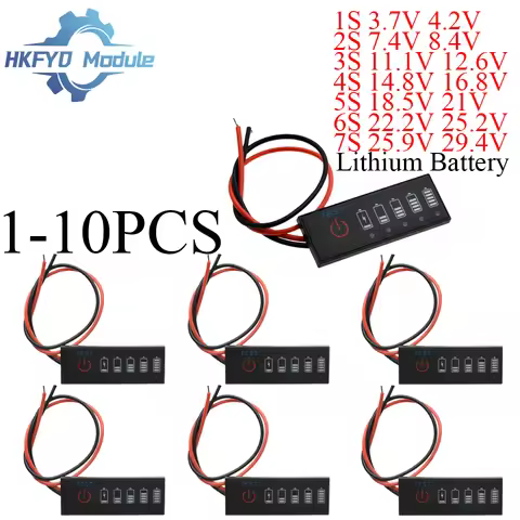 1-10PCS 18650 Li-ion Lipo Lithium 12V Battery Level Indicator Tester Capacity Tester Meter 1S 2S 3S 