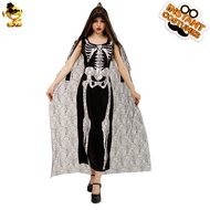Shunaichi Halloween Dành cho người lớn cô gái ma xương sọ Trang Phục Cosplay sọ váy phân phối trang