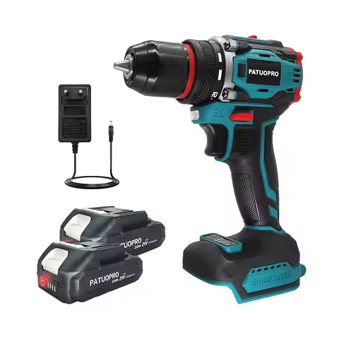 PATUOPRO 21V Wireless Brushless Electric Drill Screwdriver 50-80Nm Torque Power Tools Handheld Drill