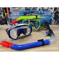 SOTELO QUALITY SWIM MASK-SNORKEL SET WITH TEMPERED GLASS (CERMIN KACA), PROFEESIONAL SNORKELING GOOG