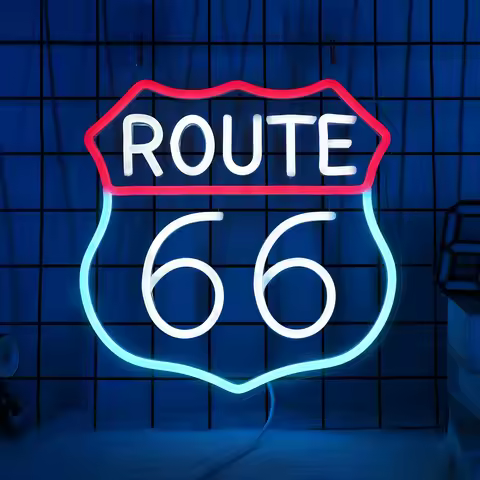 Route 66 Neon Sign, LED Light Room Decoration USB Power Supply, Suitable for Bedrooms, Living Rooms,