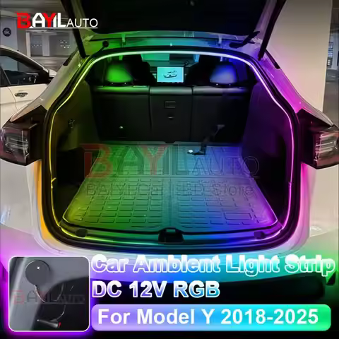 For Tesla MODEL Y 2018-2025 LED Rear Trunk Brighten LED Strip RGB Modified Lighting Flexible Light F