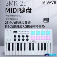精品匯 25鍵midi鍵盤專業MIDI控制器打擊墊音樂編曲無線便攜充電力度琴鍵