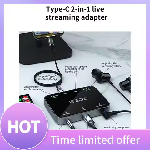 B68A 2 In 1 Live Broadcast Sound Card Adapter For Lighting / Typec Live Broadcast Sound Card Adapter