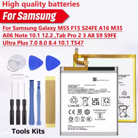 New Battery For Samsung Galaxy S24FE A16 M35 M55 F15 A06 Note 10.1 12.2 ,Tab Pro S9FE 2 3 A8 S9 T547