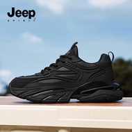 JEEP SPIRIT男鞋秋季老爹鞋男黑武士百搭增高鞋子男休闲运动鞋男鞋 石墨黑【双网面】 42
