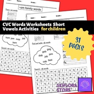 [SS212] CVC Words Worksheets | Trace Find Write and Search for Children Softcopy Printable Worksheet