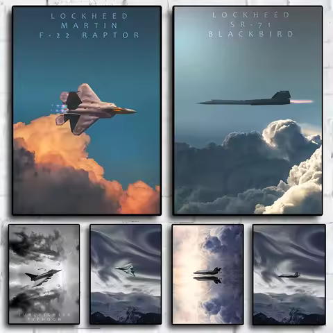 1pc frameless F22 Rapter F35 Lightning SR 71 Military Fans Paintings Print Aesthetics Posters for Li
