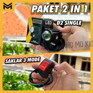 LAMPU LASER D1 2 LED SINGLE MINI LAMPU SOROT LASER GUN LED LAMPU TEMBAK 2  WARNA KUNING PUTIH HIGH L