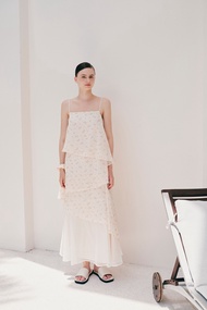 OLV - Đầm maxi suông 2 dây dáng xòe thiết kế bèo tầng đi biển Addilyn Fleur Dress