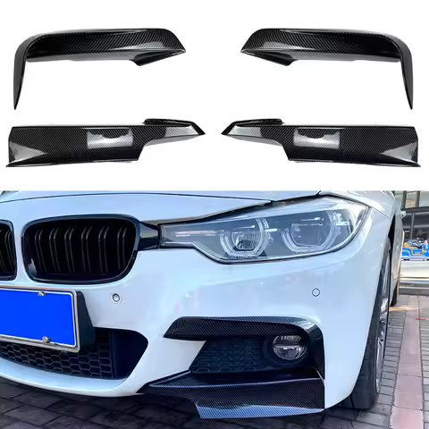 Race Fog Vent Wind Knife / Side Corner For BMW 3 Series F30 M Pack 2013+ Carbon Print Gloss Black Se