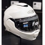 HJC F100 Modular Dual Visor Helmet for Motorcycle with Pinlock - 180 Degrees Flip-Up Chin Bar