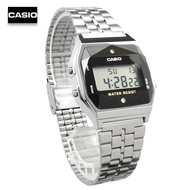 Velashop นาฬิกาข้อมือผู้ชาย ผู้หญิง ดิจิตอล Casio Digital สายสแตนเลส สีเงิน รุ่น A159WAD-1DF, A159WA