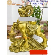 Feng Shui bronze statue of goat standing with a wish-fulfilling staff carrying a gold bar Dimensions