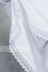 Mukena Berlengan Jumbo Umrohan&Hajian Katun Putih Bersih Renda Jiper Anggur Mewah