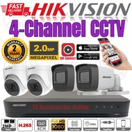 HIKVISION 🌟4-CHANNEL🌟 2.0MP CCTV Full HD 2MP HIK 1080P DVR+Camera Package P2P View on phone support 