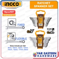 INGCO Ratchet Spanner Wrench 16pcs Set Ratchet HKSPAR2016 INHT Spanner Set