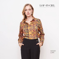 LOF-FI-CIEL Womans shirt Palace เสื้อเชิ้ตซาติน เสื้อเชิ้ตผู้หญิง แขนยาว สีเหลือง FAFWDY