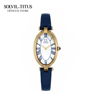 Solvil et Titus Once 2 Hands Quartz in Silver White Dial and Blue Leather Strap Women Strap W06-03207-015