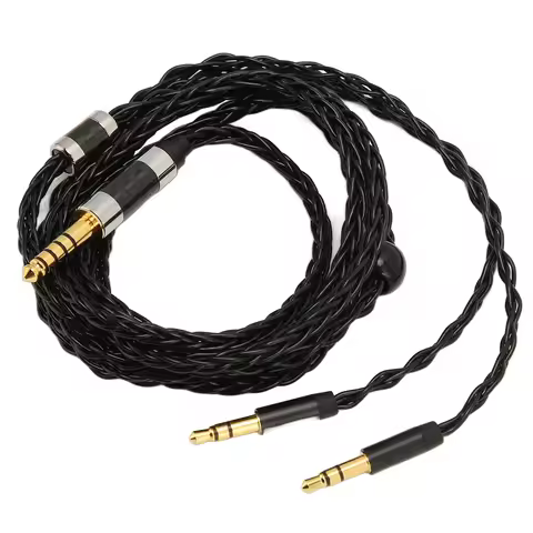 Headphone Cable 4.4mm Balanced Plug to Dual 3.5mm Plugs Silver Plated Earphone Cable Replacement 1.2