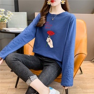 [TSHIRTWOMEN] Baju T Shirt Perempuan Lengan Panjang Plus Size T-shirt Long Sleeve Blouse Clothes