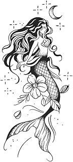 Temporary Tattoos,Mermaid Moon,Mermaid Tattoos,Real Tattoo Look,Resilience,Water-Resistant,Lasts 1-2