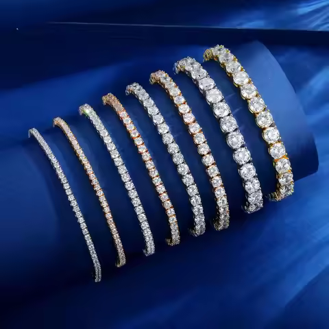 925 Silver VVS Moissanite Tennis Bracelet 2/3/4/5 MM Iced Out Diamond Tennis Chain Bracelet Sparklin