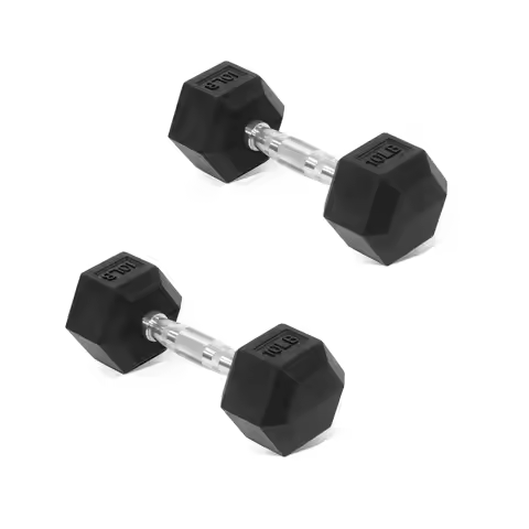 Heavy Duty Hex Dumbbells Set of 2 5-50 LB Rubber Encased Hand Weights for Full Body Workout Fitness 