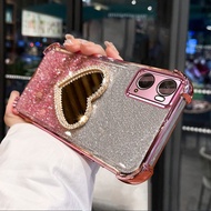 Case For OPPO A76 4G A36 4G A96 4G Anti vibration soft shell with mirror makeup stand function mobil