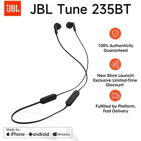 JBL Tune 235BT Neckband Sports Headphones, Quick Charging, Ultra-Light, Wireless Headphones, Semi-Ea