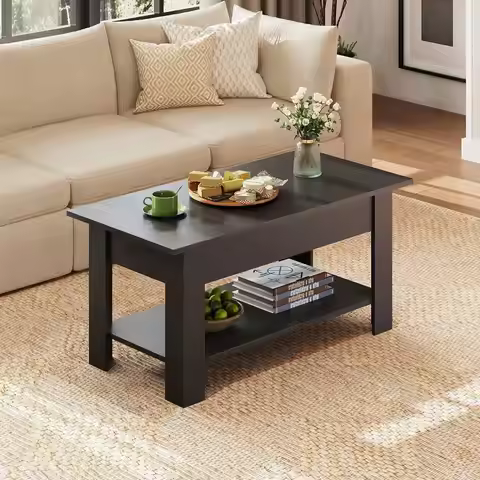 39 Inch Lift Top Coffee Table Modern Wood Coffee Table Storage Cabinet Hidden Storage Compartment Lo