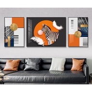 High-end Mirror Painting - 3D Zebra Art Living Room Wall Painting (Set of 3 panels)