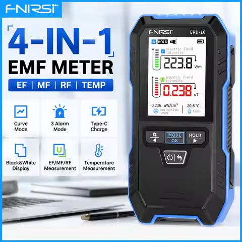 FNIRSI ERD-10 Electromagnetic Radiation Detector Electric and Magnetic Field Strength RF Power Tempe