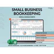 Small Business Bookkeeping Spreadsheet Income Expense Tracker Tax Tracker Accounting Template Profit