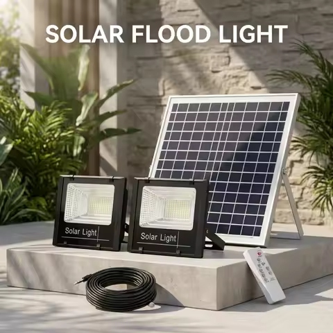 400W Separated Solar LED Flood Light IP67 Waterproof Dual Head Solar Lamp Polysilicon Solar Panel Fu
