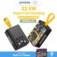 ANVERS Portable Power Bank 22.5W Super Fast Charging LED Digital Display Transparent Mobile Power Supply 20000mAh Charger