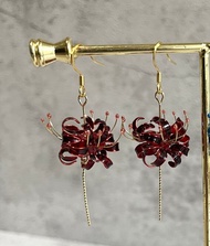 彼岸花 耳飾 紅