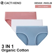 Cacti Keno 3pcs Cotton Panties For Women Underwear 7a Antibacterial Care for Women's Health