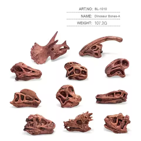 Solid Dinosaur Fossil Model Simulation Hand-painted Vivid Carnotaurus Dinosaur Skull Fossil Figurine