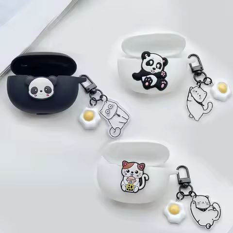 Cute Cat for Haylou T33 Moripods / T19 GT3 GT5 T15 GT6 GT7 Case Cartoon Silicone Earphone Cover for 