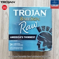 Trojan® Condoms Bareskin Raw Lubricated 5, 10 or 24 Count โทรจัน ถุงยางอนามัย คอนดอม