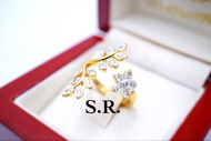 S.R. แหวนทองเพชรใบมะกอก 0.0 2 กะรัต เพชรน้ำ 100 พร้อมใบรับรองสินค้าเคลือบทองคำแท้ชุบทอง 100%