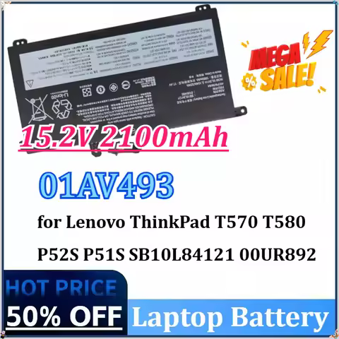 15.2V 32WH 2100mAh 01AV493 Laptop Battery for Lenovo ThinkPad T570 T580 P52S P51S Series SB10L84121 