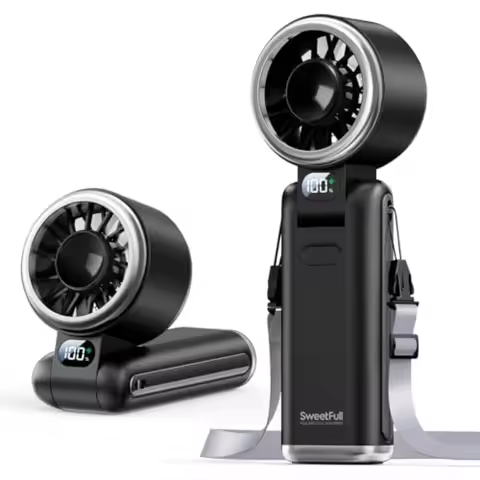 Portable Handheld Turbo Fan - Portable Fans Rechargeable, 5000mAh, 180° Adjustable, 5 Speed Wind, Di