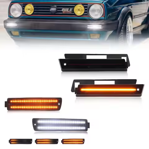 2Pcs For 1984-1992 Volkswagen Golf GTi Jetta Mk2 A2 Front Side Marker Light Fender Light Parking Lig