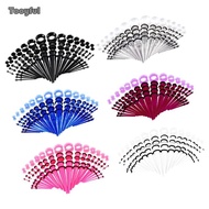 [Tooyful] 50 Pieces Acrylic  14G-00G  Ear Gauges Expander Assorted Size Kit , Black