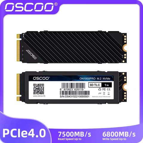 OSCOO M.2 2280 SSD 3D NAND Flash NVMe PCle Gen4.0x4 Internal SSD Up To 7500MB/s With Dedicated Heats
